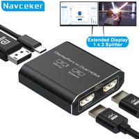 Navceker Displayport to Dual HDMI Adapter 4K 60Hz Mini DP to HDMI Splitter 1 In 2 Out MST Extended Mode for Computer Laptop PC