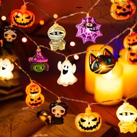 1 szt. Halloweenowa lampka LED w kształcie wróżki, zasilana bateriami, dekoracja na Halloween, Boże Narodzenie, imprezę, czarownica, dynia, mumia, anioł, pajęczyna