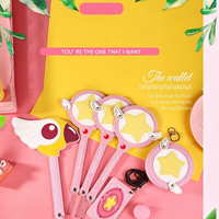 30Cm Card Captor Sakura Bird Head Modeling Pink Magic Wand Card Holder Portable Student Meal Card Storage Friends Birthday Gifts