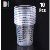 10Pcs 500ml Disposable Clear Plastic Paint Mixing Cups Mixing Pot Paint Mixing Calibrated Cup B.H