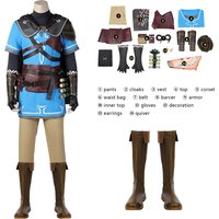 Game Legend Costume Tears of the Kingdom Link Cosplay Costume Customizable Arm Guard Quiver With Cape Props Halloween Carnival