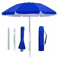 Aluminum alloy 6.5FT folding convenient travel beach umbrella telescopic belt sand anchor windproof parasol
