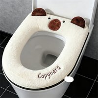 Home new cartoon toilet cover plus velvet toilet seat cover thickened zipper cartoon toilet mat to protect pregnant women confin