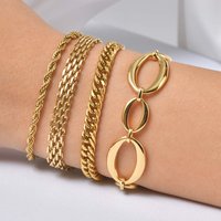 Minimalist Stackable Chain Bracelet for Women, 18K Gold Plated Stainless Steel, Waterproof Non Tarnish Dainty Jewelry Gift