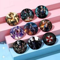 Hot Movies Residents Evils Tinplate Pin Button Custom Anime Role Old-school Brooch Cartoon Collar Badge Jewelry Gift Fans