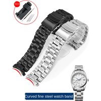 Solid Flat/Curved End Stainless Steel Watch Chain Strap Men 18mm 20mm 22mm 24mm Universal Metal Watchband Wrist Band Bracelet
