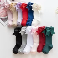 2026 Infant Baby Girls Cute Bow Knee High Socks Cotton Baby Toddler Bowknot Solid Color Socks Kid Breathable Sock 0-7Y