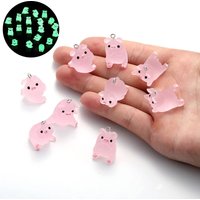 10/12pcs 3D Kawaii Luminous Yoga Pig Charms Resin Animal Pendant DIY For Jewelry Make Accessory Earring Phone Chains Pendants