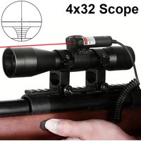 4x32 Telescopic Sight for Rifle Scope Hunting Riflescope with Red Laser Sight Tactical 11/20mm Rail Optical Airsoft Gun Scope