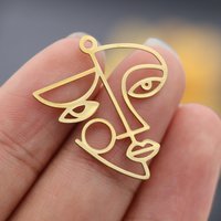 3pcs Picasso Abstract Art Lady Face Portrait Stainless Steel Pendant Charms for Jewelry Making Necklace Earrings diy Accessories