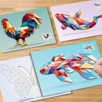 3D Animal Jigsaw Puzzle Stickers Creative Geometric Collage Art Set DIY Handmade Stickers Focus Development Educational Toys
