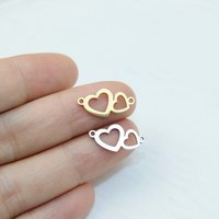 10pcs 304L Stainless Steel Heart Bracelet Jewelry Making Connector Vacuum PVD Plated DIY Fashion Handmade Charms ccessory