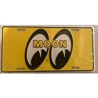 MOONEYES Eyeball Yellow Metal License Plate. Hot Rods, Cruisers. AWESOME!! Aluminum