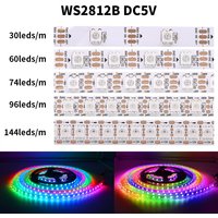5050 RGB LED bande adressable DC 5V 3pin WS2812B IC 30 LED s/M 60 LED s/M IP30 IP65 lampe étanche bande lumineuse puce LED 5 M numérique
