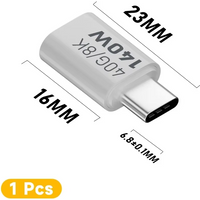 USB C OTG Adapter PD 140W Type C Female to Male Adapter 40Gbps Data Sync Connector 8K@60Hz PD 3.1 Converter For MacBook Air Pro