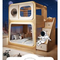 Wooden Bunk Bed for Small Space Creative Treehouse Capsule Loft Bunk Twin Over Twin Sleeping Solution for Kids Room