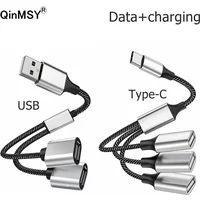 1 Male To 2 3 Female Socket USB C Type-C OTG Extension Line Y Splitter Plug Data Charging Cable Power Adapter Converter Splitter
