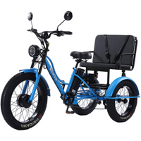 Fat Tire Elektrofahrrad Cargo 3-Rad Erwachsene 2-Sitzer Leistungsstarkes elektrisches Dreirad mit Passagiere Erwachsene ältere Menschen Pick-Up-Kinder