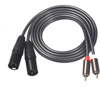 2RCA to Dual XLR (Male/Female) Shielded Audio Cable | 1.5m | Oxygen-Free Copper (OFC) | for Amplifier, Mixer, Speakers