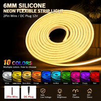 2Pin Wire/DC Plug 12V Led Neon Strip Light 6mm Narrow Rope Flex Tape Silicon Tube Bar IP67 Waterproof For DIY Home Decoration