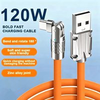 180 Degree Rotation 120W Type C USB Fast Charging Cable For Huawei Honor Xiaomi Redmi POCO VIVO iQOO Quick Charge Phone Cables