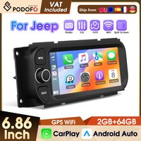 Podofo 6.86" 2+64G Radio Samochodowe Stereo do JEEP Grand Cherokee Liberty Wrangler Chrysler 2002-2006 FM RDS GPS EQ Inteligentne Systemy Samochodowe