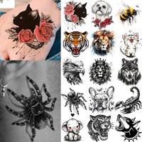 1 Sheet Spider Tiger Lion Animal Temporary Tattoos For Adult Hands Arm, Halloween Fake Tattoo Sticker Realistic Tatoos Last Long