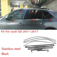 Car Accessories FIT For Audi Q5 2012-2017 2013 stainless steel Black Car Window Sill Trim Molding Cover trim 10PC Tape Paste