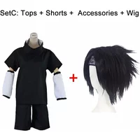 2026 Anime Uchiha Sasuke génération Cosplay Kostuum Volledige ensemble Zwart uniforme Halloween Carnaval fête Kostuums Pruik