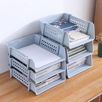 Office Stackable Layered File Rack Document Tray Holder Desktop Organizer Paper Storage Case Household Catagory Storage Shelf