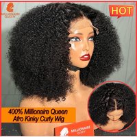 400% High Density Lace Wigs Afro Kinky Curly Super Double Drawn 5x5 Closure Lace Wigs 100% Human Hair Glueless Wigs Wear And Go