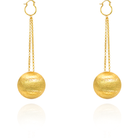 YTJX 3.3cm Big Round Ball Earrings 18K Gold Color Long Chain Earring Frosted Texture Jewelry For Women Birthday Gift 2026 New