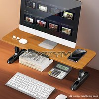 Foldable Wooden Computer Monitor Stand Riser with Stand for Phone Tablet Monitor Holder Height Adjustable Desk Keyboard Storage