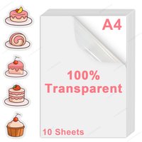 10Sheets 100% Transparent Printable Vinyl Sticker Paper Self-adhesive A4 Glossy White Copy Paper for Inkjet Printer DIY Stickers