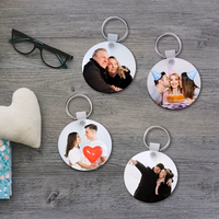Custom double-sided photo MDF keychain - personalised Valentine's Day, Mother's Day, Father's Day gift, white key tag souvenir