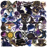 50 Pcs PET Clear Magic Witch Stickers Student Scrapbook Notebook Helmet Tablet Cup Skate Suitcase Decorate Waterproof Decals