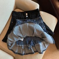 Y2k Streetwear Sexy Mini Denim Pleated Skirt Women's High Waist Vintage Blue Preppy Style Uniforms Safety Short Jean Skirts New