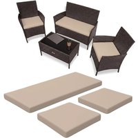 3-Piece Cushion Set for Rattan Patio Chairs - Waterproof Outdoor Garden Furniture Cushions, Cream