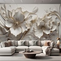 Custom Size 3D Wallpaper Modern 3D Embossed Flowers Photo Mural Paper for Bedroom Living Room TV Background Wall Home Renovation