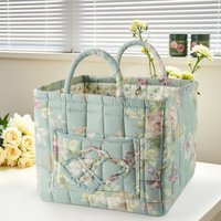 Panier de rangement portable en tissu de coton matelassé à motifs floraux, organisateur de déchets ménagers, bac de rangement pour articles divers pour l'organisation de la maison.