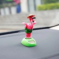 Flapping Wings Flamingo Solar Powered Hawaii Style Shaking Ornaments Car Dashboard Dancer Bobble Head (Flamingo A)
