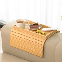 Solid Wood Sofa Armrest Tray, Home Living Room Cooked Food Coffee, Lazy Person with Groove, Side Sofa Armrest Tray