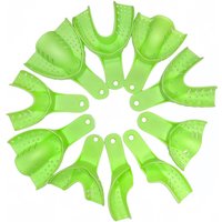 10pcs/bag Autoclavable Dental Plastic Impression Trays Full-Size Green Sterilizable Lab Tools Dentist Supplies