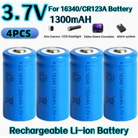 1-20PCS 3,7 V 1300 mAh 16340 CR123A Li-Ion-Akkus und für LED-Taschenlampe, Laserstift für 16340 CR123A-Akku
