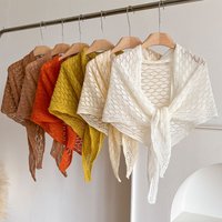 Korean Hollow Out Knitted Shawl Summer Air Conditioning Fake Collar Neck Guard Knit Thin Knotted Cape Shoulder Scarf For Women