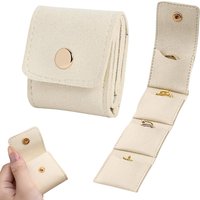Foldable Jewelry Organizer Pouch With Multi Compartments For Rings Necklaces Earring Velvet Lined Travel Jewelry Bag Mini Clutch