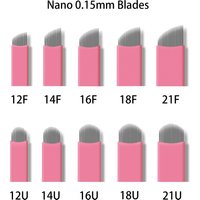 50pcs/Box Pink Nano Blades Thin 0.15mm Microblading Flex U Shape Needles Permanent Makeup 3D Embroidery For Tattoo Manual Needle