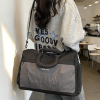 Duffle Bag Travel Handbag Detachable Shoulder Strap Grid Splicing Expandable Storage Bag for Weekend Trip Sightseeing Outing