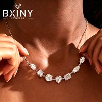 BXINY 7cttw Multi Cut Moissanite Pendant Necklace 925 Sterling Silver 7-Stone Diamond Neck Chain for Women Fine Jewelry Gift GRA