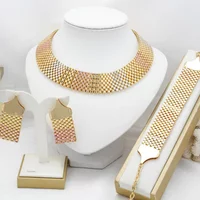 4PCS Italy 18K Gold Plated Jewelry Sets Woman Classic Tricolor Design Necklace Earrings Bracelet Fashion Party Set Jewelry